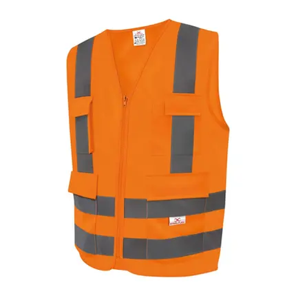 Colete com 4 Bolsos Laranja STEELFLEX