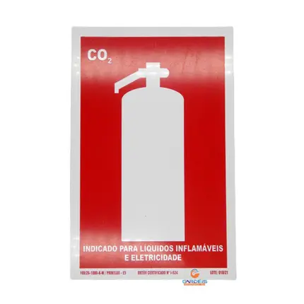 Placa Fotoluminescente 30x20 Extintor C02 BRASIL H.