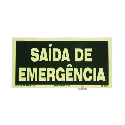 Placa Fotoluminense 30x18 Saída de Emergência BRASIL E.