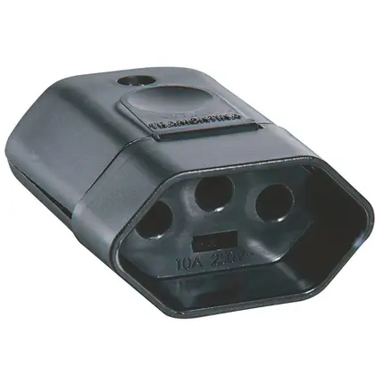 Plugue Fêmea 2P+T 250 V 10 A TRAMONTINA Preto / Branco