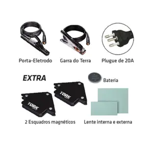 Inversor de Solda 150a Super Combo Com Máscara, Bateria, Lente e Esquadro TORK