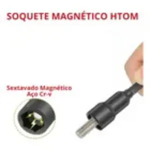 Soquete Magnetico 3/8X65MM Encaixe Sextavado 1/4 HTOM