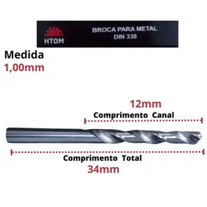 Broca Aço Rapido 1MM X 34MM HTOM
