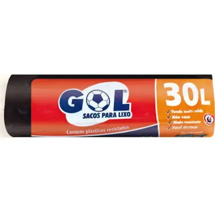 Saco Para Lixo Preto 30LT Rolo Com 30UN GOL