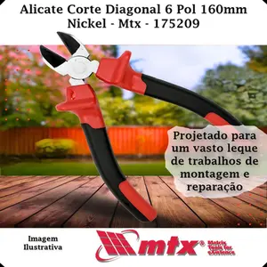 Alicate De Corte Diagonal 6" 160mm Nickelado 175209 MTX
