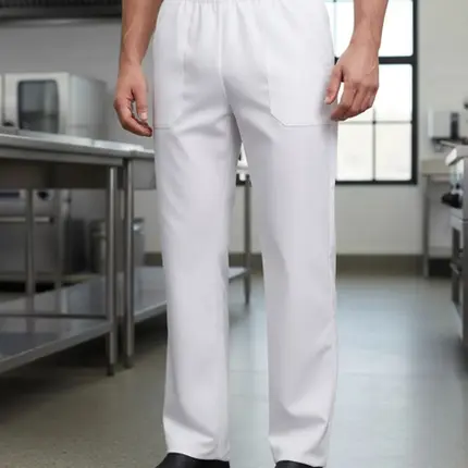 Calça Uniforme Oxford Branca Trabalho Elástico GARDÉIS