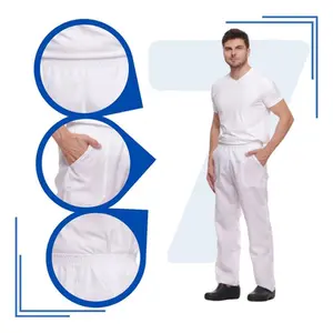 Calça Uniforme Oxford Branca Trabalho Elástico GARDÉIS