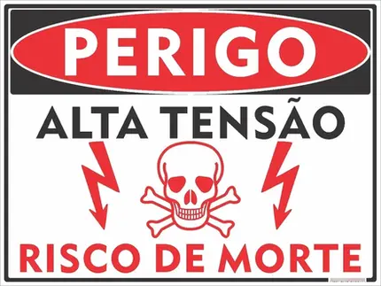 Placa Perigo Alta Tensão Risco De Morte 30x20cm BRASIL E.