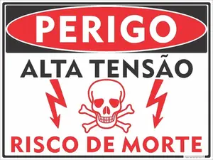 Placa Perigo Alta Tensão Risco De Morte 30x20cm BRASIL E.