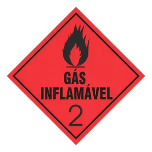Placa Gás Inflamável N2 Simbologia 30x30 BRASIL E.