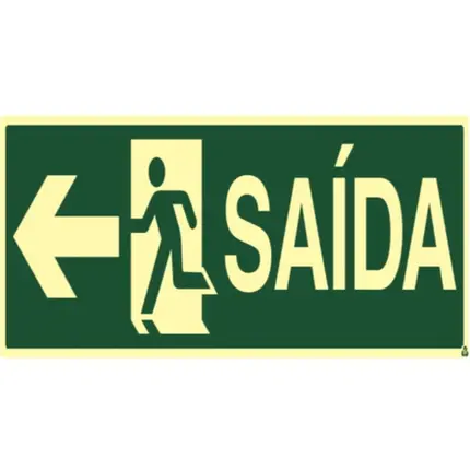 Placa fotoluminescente Símbolo saída seta esquerda S13A 12X24cm GARDÉIS