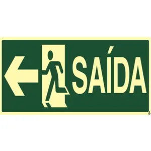 Placa fotoluminescente Símbolo saída seta esquerda S13A 12X24cm GARDÉIS