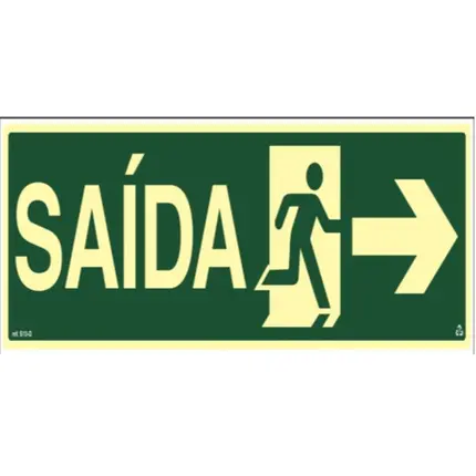 Placa fotoluminescente Símbolo saída seta a direita S13 12X24cm GARDÉIS