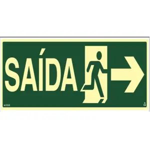 Placa fotoluminescente Símbolo saída seta a direita S13 12X24cm GARDÉIS