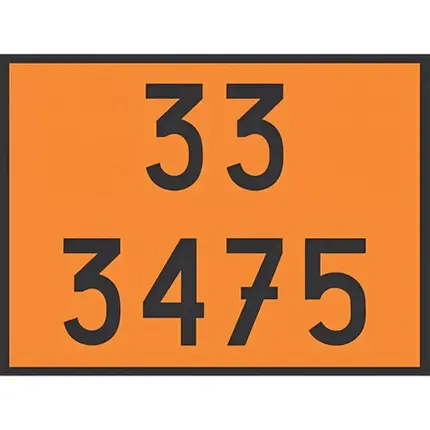 Placa Numerologia Laranja Onu 33 3475 Produto Inflamável GARDÉIS