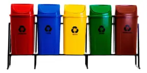 Kit 5 Lixeiras Para Coleta Seletiva 60 Litros C/Suporte GARDÉIS