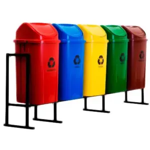 Kit 5 Lixeiras Para Coleta Seletiva 60 Litros C/Suporte GARDÉIS